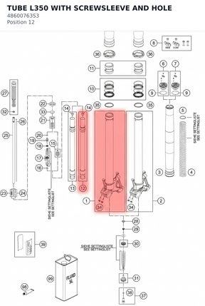Diagram preview: TUBE L350 WITH SCREWSLEEVE AND HOLE (48600763S3)