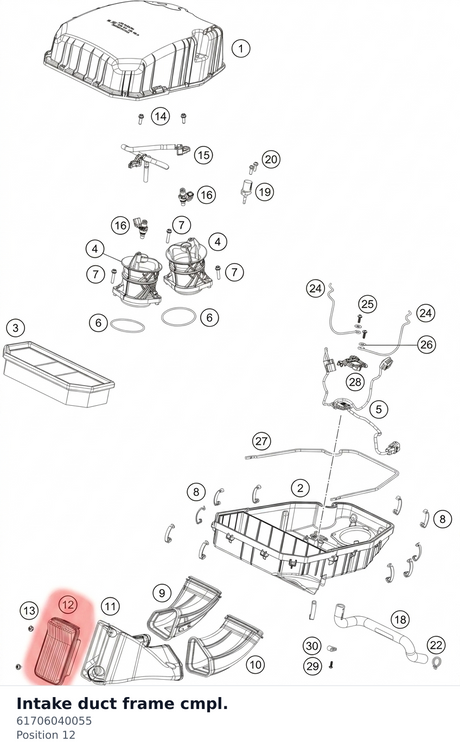 Diagram preview: Intake duct frame cmpl. (61706040055)