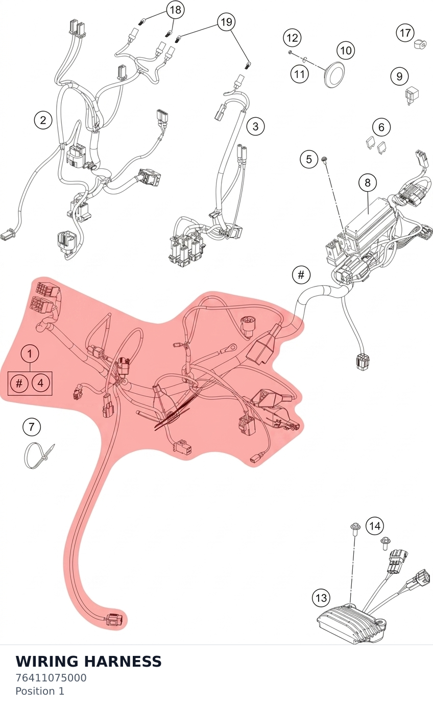 Diagram preview: WIRING HARNESS (76411075000)