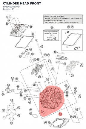 Diagram preview: CYLINDER HEAD FRONT (6913602010024)