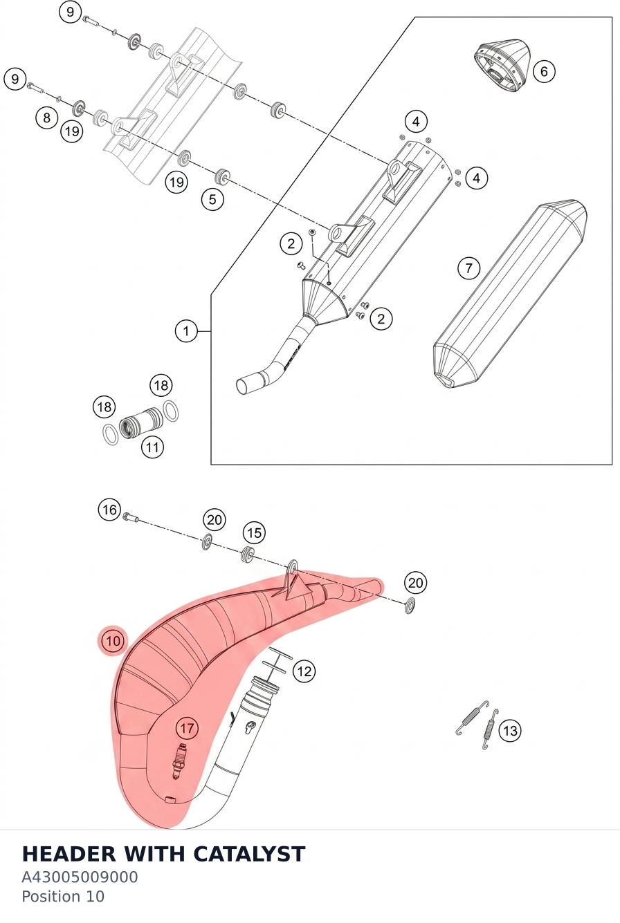 Diagram preview: HEADER WITH CATALYST (A43005009000)