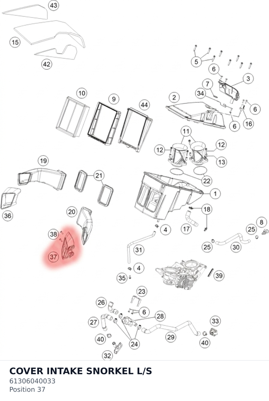 Diagram preview: COVER INTAKE SNORKEL L/S (61306040033)