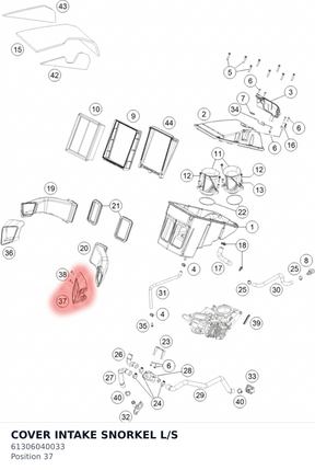 Diagram preview: COVER INTAKE SNORKEL L/S (61306040033)