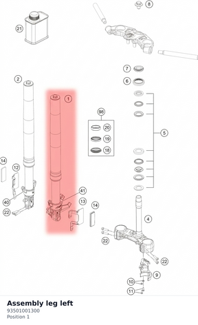 Diagram preview: Assembly leg left (93501001300)
