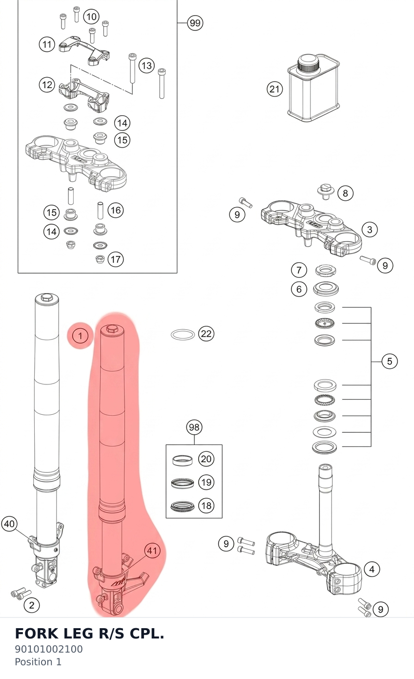 Diagram preview: FORK LEG R/S CPL. (90101002100)