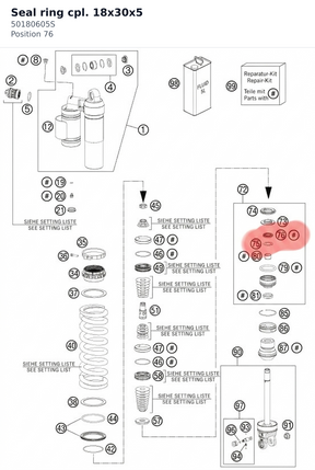 Diagram preview: Seal ring cpl. 18x30x5 (50180605S)