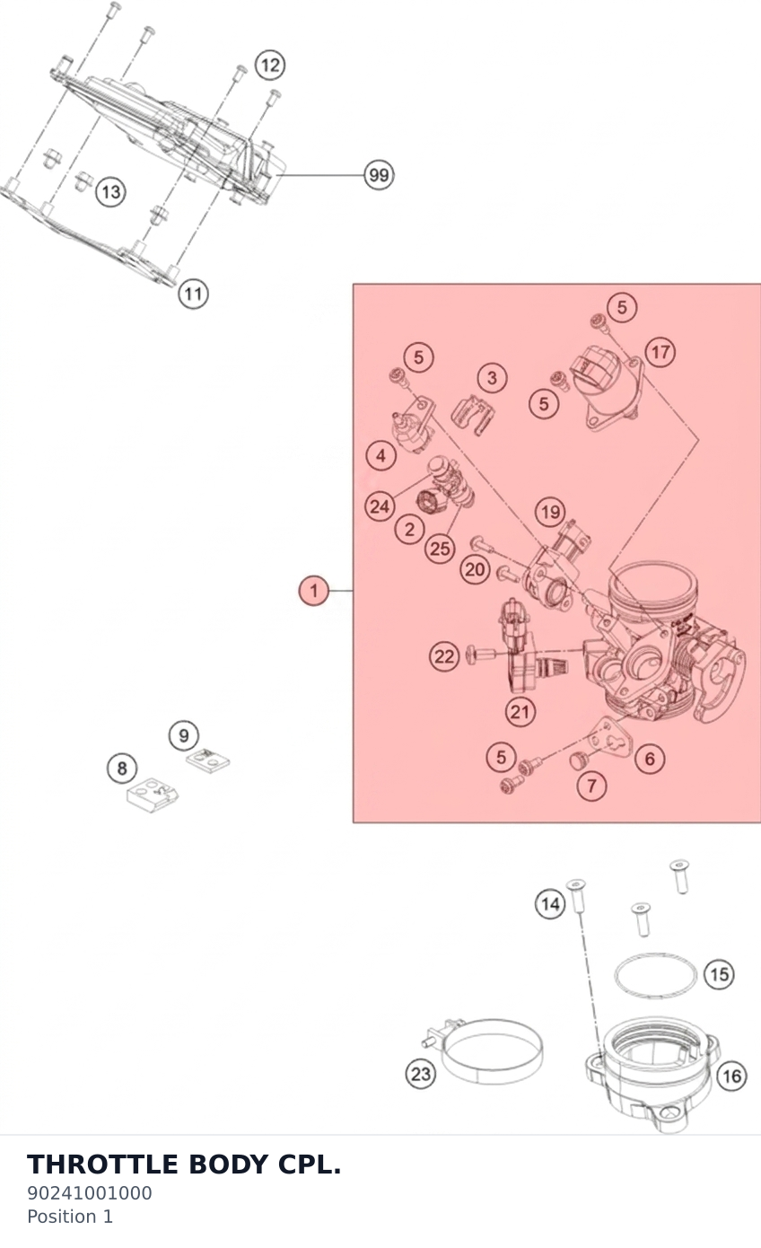 Diagram preview: THROTTLE BODY CPL. (90241001000)