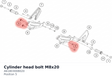 Diagram preview: Cylinder head bolt M8x20 (A61803008020)