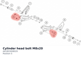 Diagram preview: Cylinder head bolt M8x20 (A61803008020)