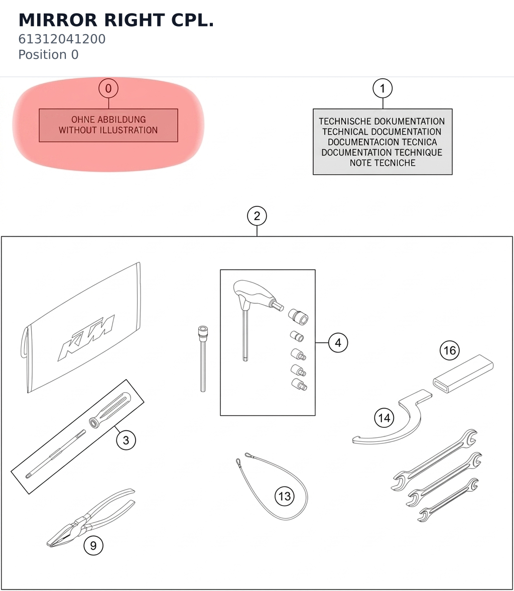 Diagram preview: MIRROR RIGHT CPL. (61312041200)