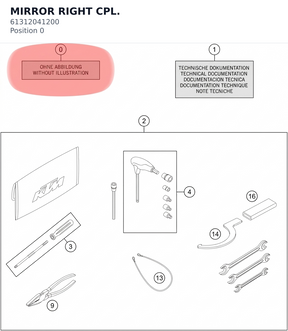Diagram preview: MIRROR RIGHT CPL. (61312041200)
