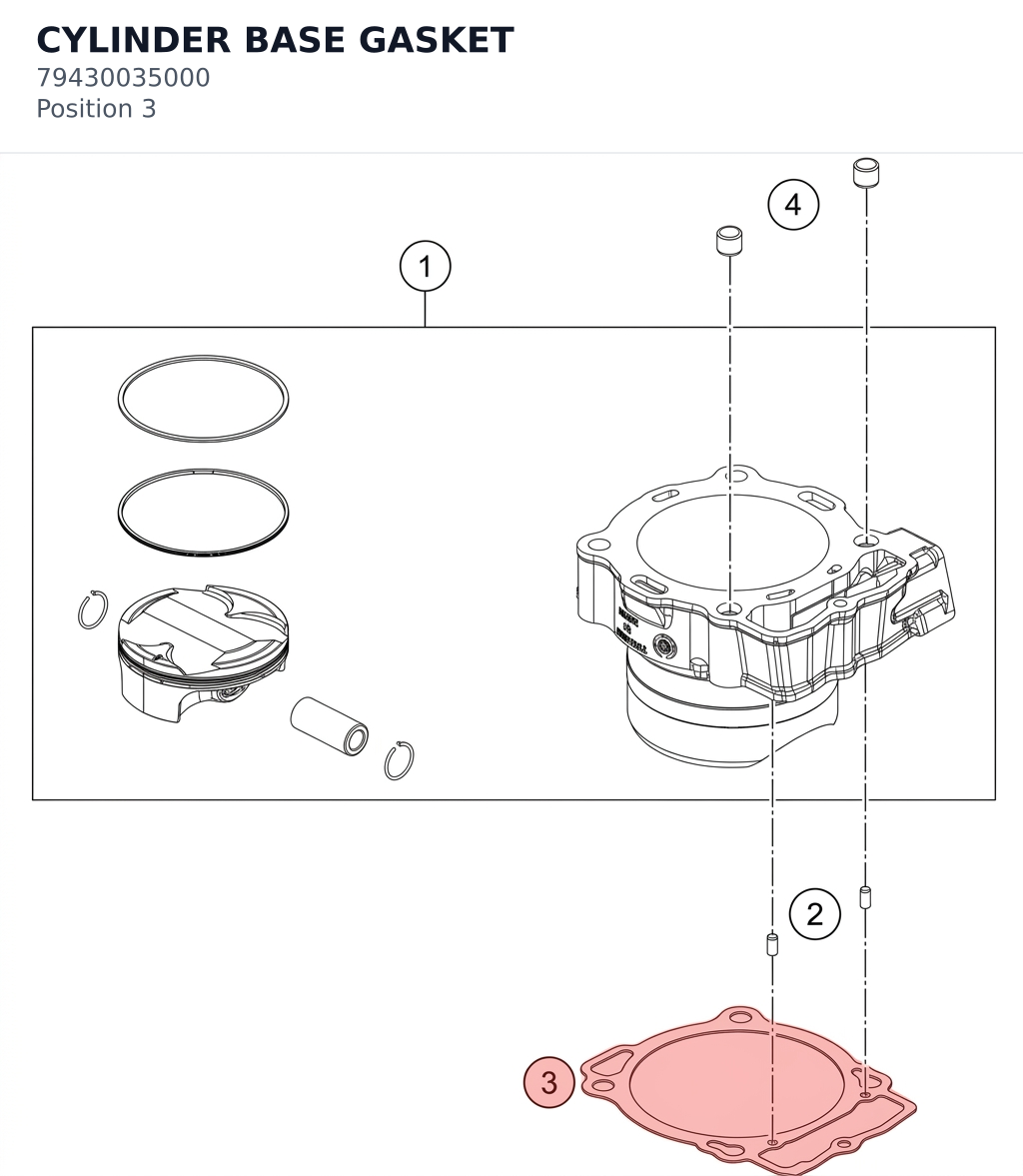 Diagram preview: CYLINDER BASE GASKET (79430035000)