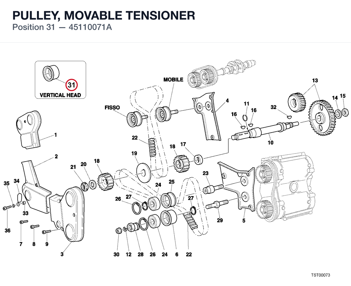 PULLEY, MOVABLE TENSIONER