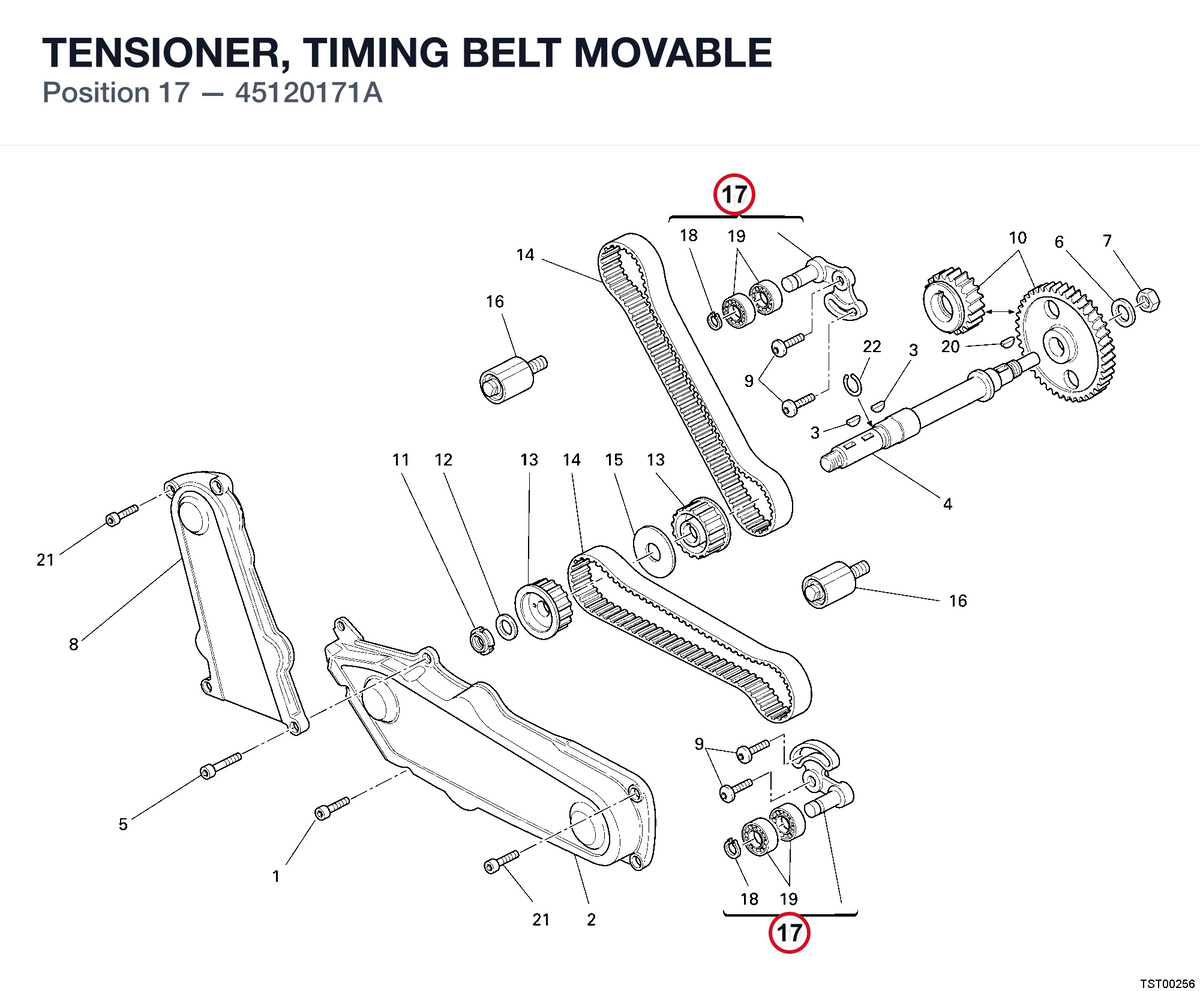 TENSIONER, TIMING BELT MOVABLE 45120171A diagram position