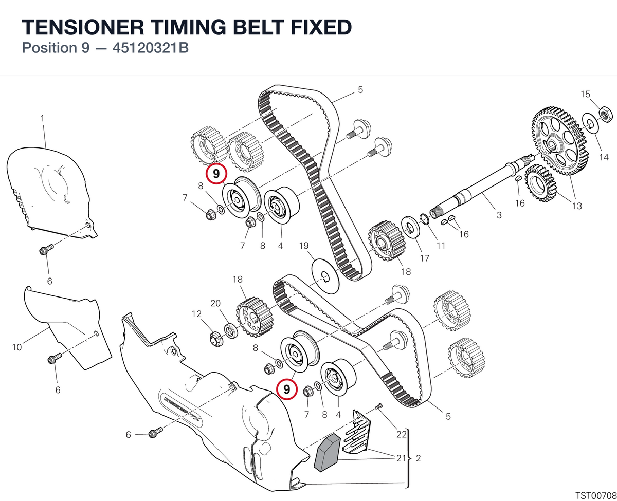TENSIONER TIMING BELT FIXED 45120321B diagram position