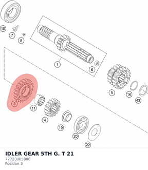 Diagram preview: IDLER GEAR 5TH G.   T 21 (77733005000)