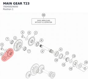 Diagram preview: MAIN GEAR T23 (70045024000)