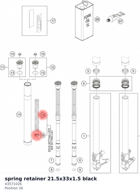 Diagram preview: spring retainer 21.5x33x1.5 black (43571026)