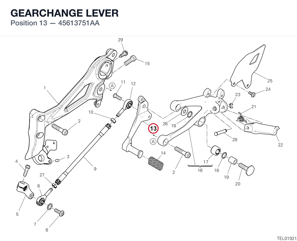 GEARCHANGE LEVER 45613751AA diagram position