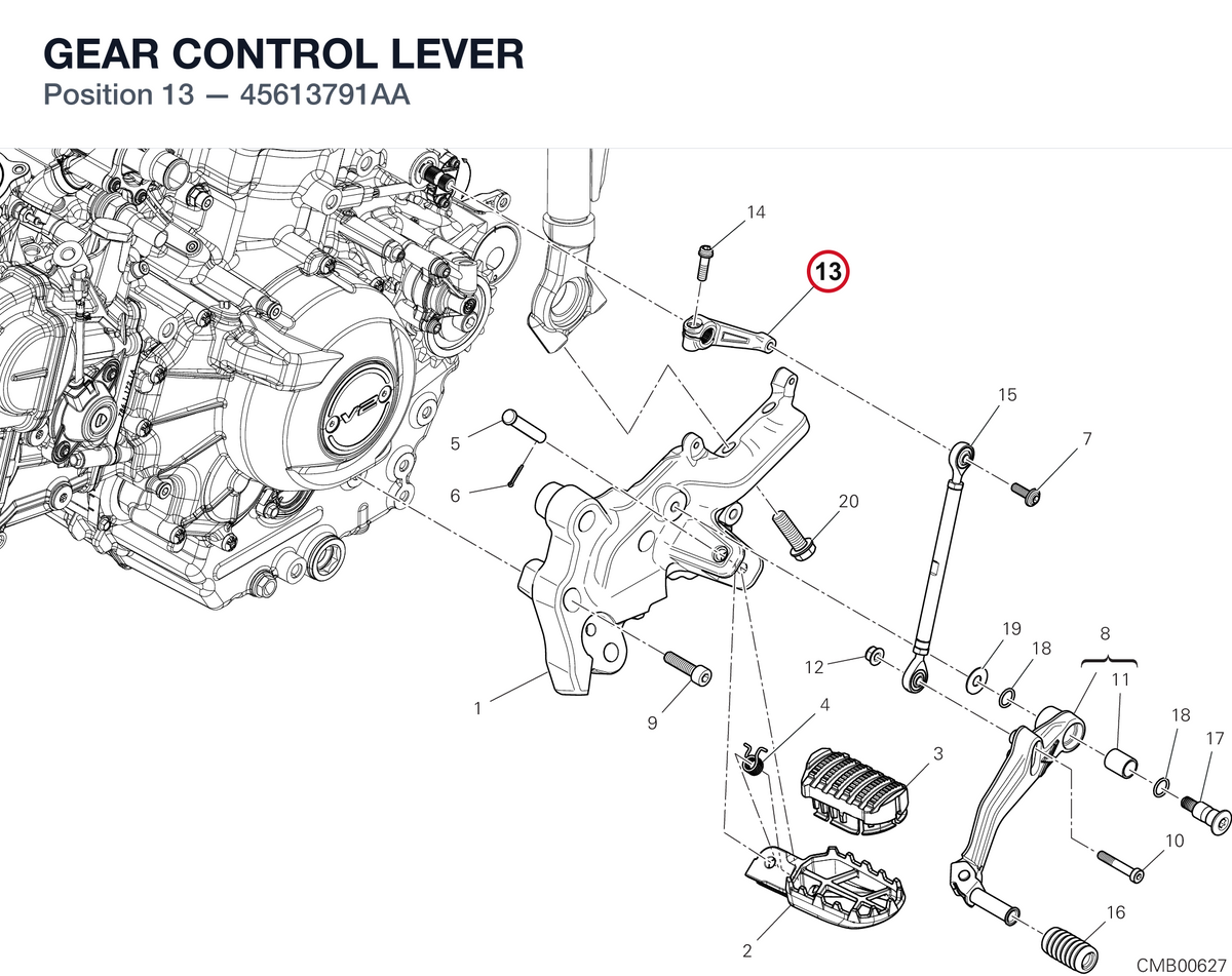 GEAR CONTROL LEVER 45613791AA diagram position