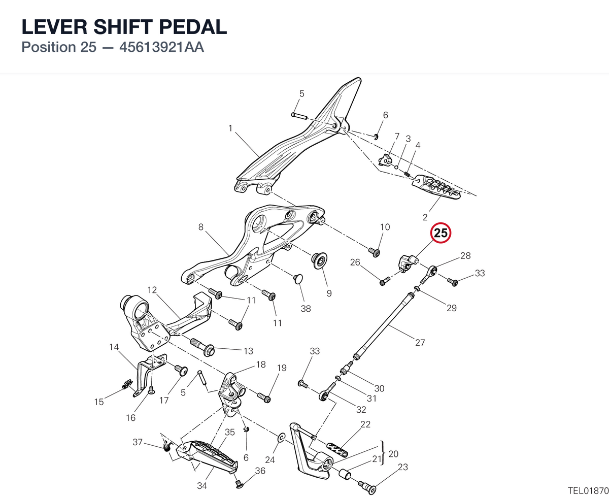 LEVER SHIFT PEDAL 45613921AA diagram position