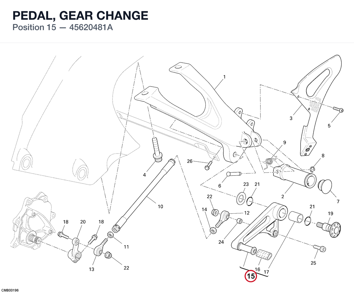 PEDAL, GEAR CHANGE 45620481A diagram position