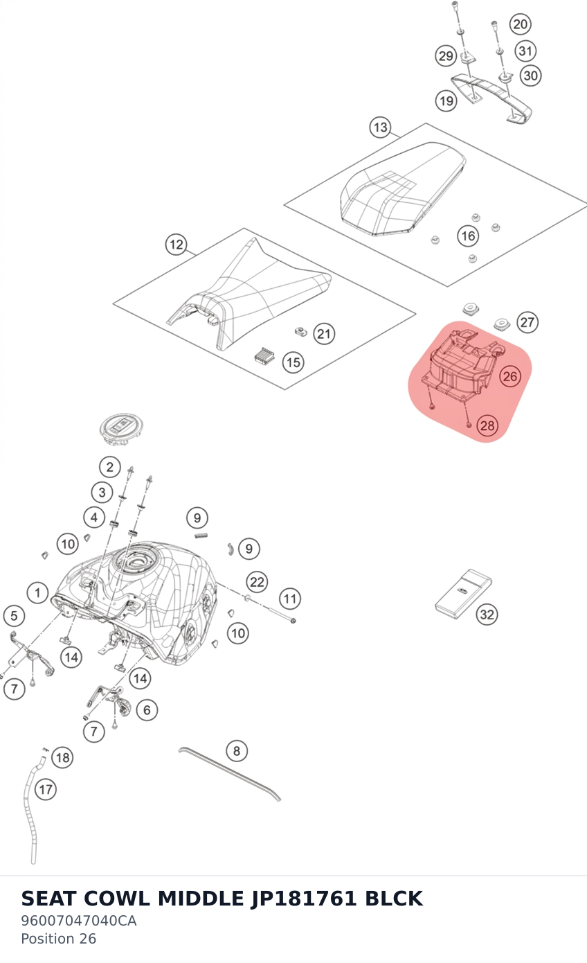 Diagram preview: SEAT COWL MIDDLE JP181761 BLCK (96007047040CA)