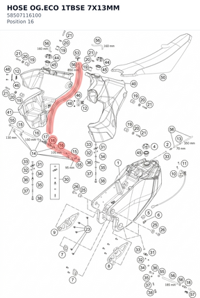 Diagram preview: HOSE OG.ECO 1TBSE 7X13MM (58507116100)