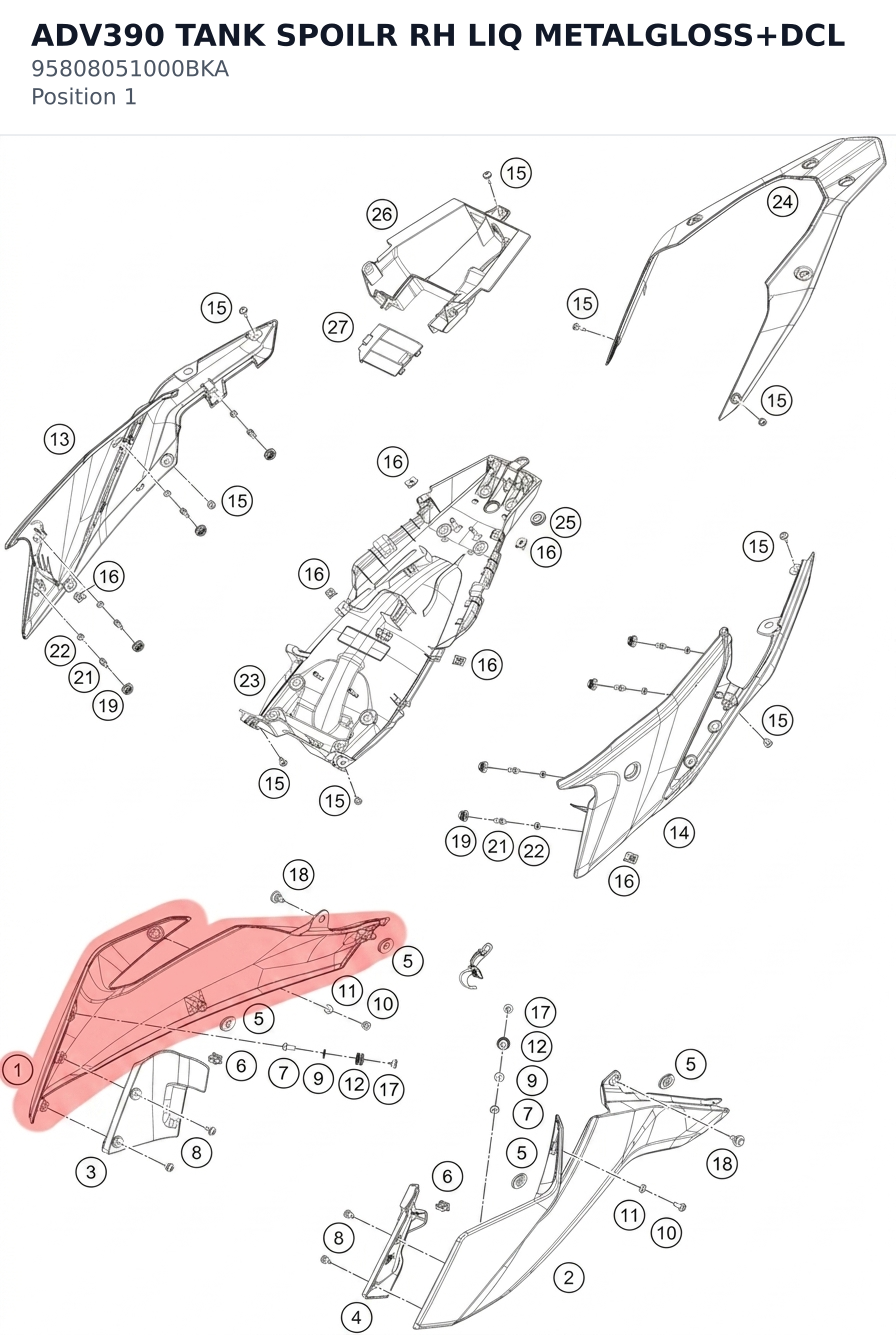 Diagram preview: ADV390 TANK SPOILR RH LIQ METALGLOSS+DCL (95808051000BKA)