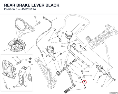 REAR BRAKE LEVER BLACK 45720511A diagram position