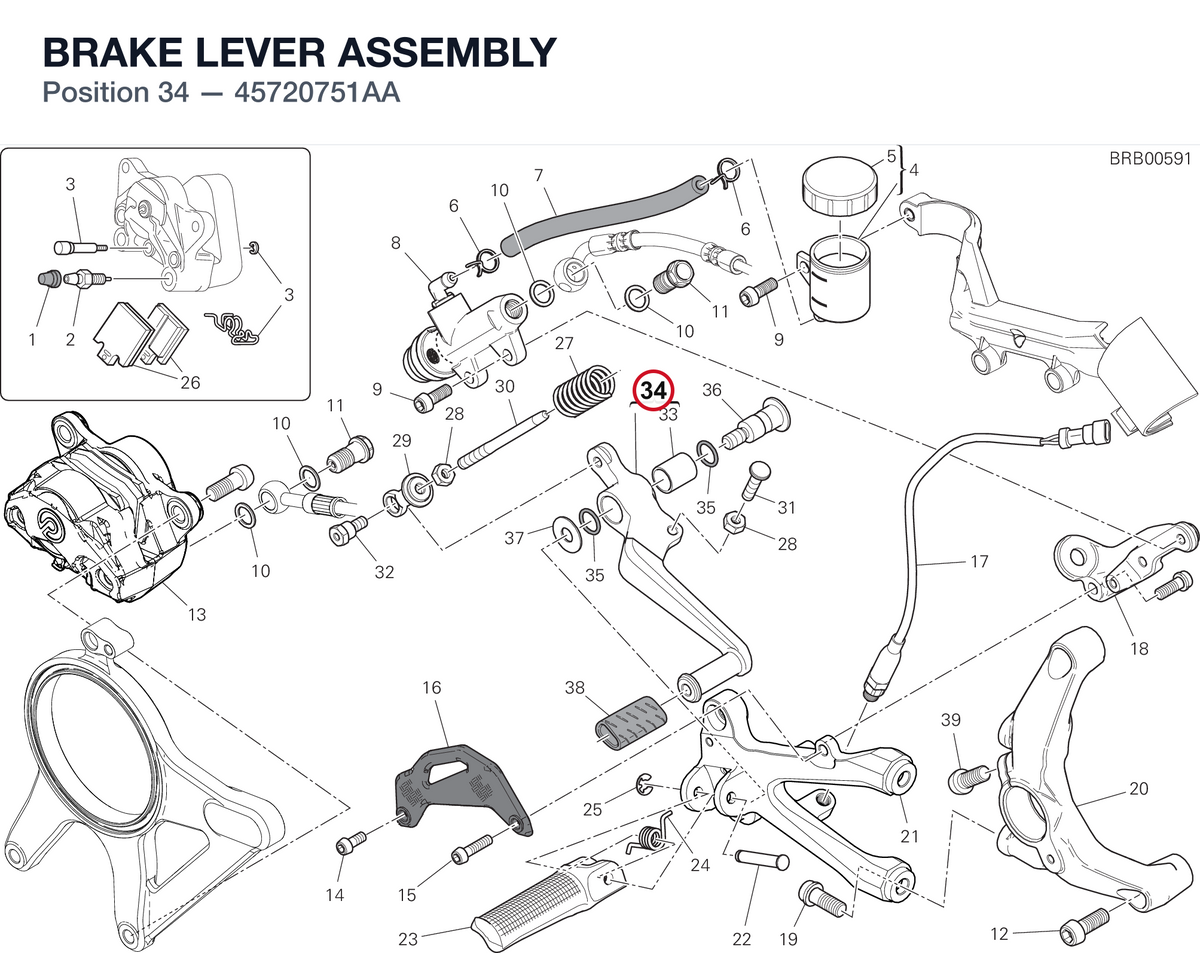 BRAKE LEVER ASSEMBLY 45720751AA diagram position