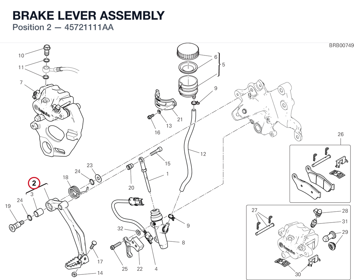 BRAKE LEVER ASSEMBLY 45721111AA diagram position
