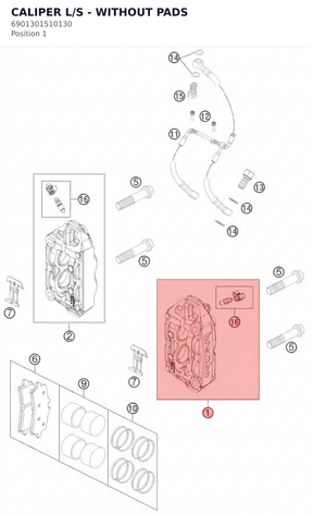 Diagram preview: CALIPER L/S - WITHOUT PADS (6901301510130)