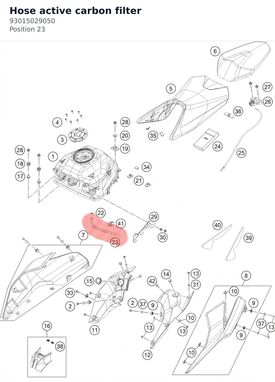 Diagram preview: Hose active carbon filter (93015029050)