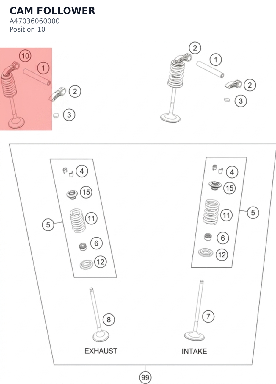Diagram preview: CAM FOLLOWER (A47036060000)
