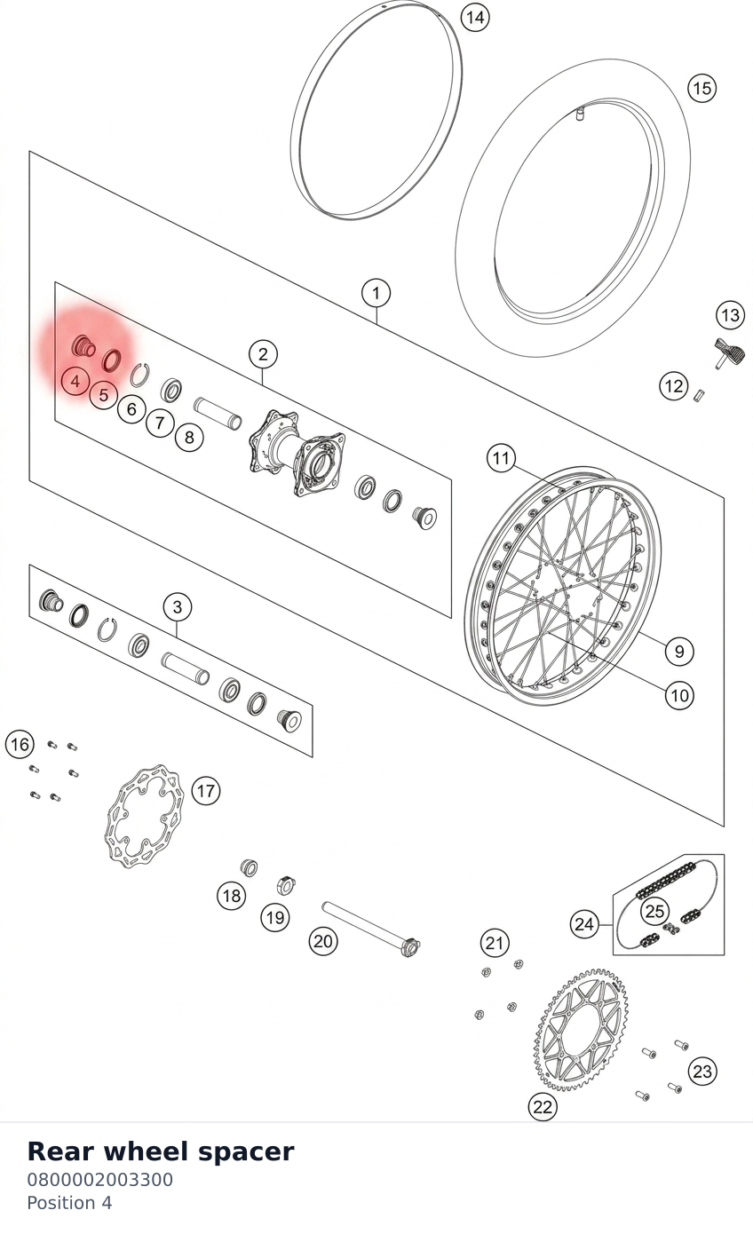 Diagram preview: Rear wheel spacer (0800002003300)