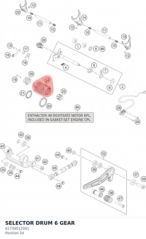 Diagram preview: SELECTOR DRUM 6 GEAR (61734012001)