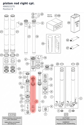 Diagram preview: piston rod right cpl. (48602227S)