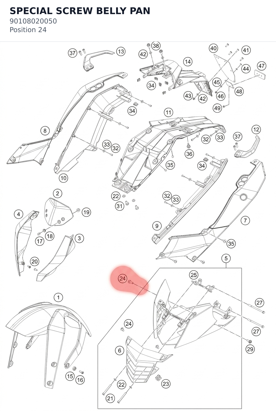 Diagram preview: SPECIAL SCREW BELLY PAN (90108020050)