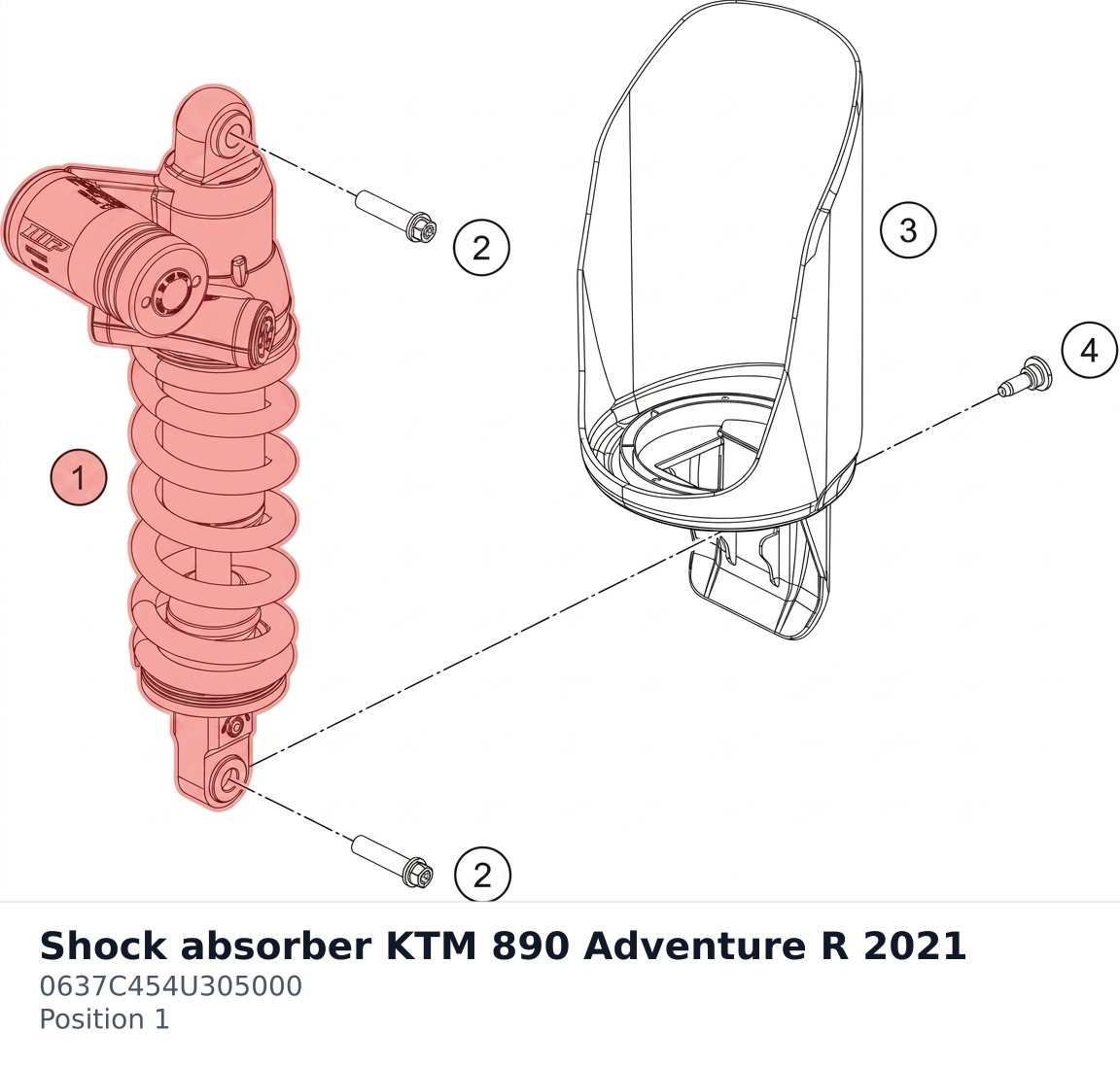 Diagram preview: Shock absorber KTM 890 Adventure R 2021 (0637C454U305000)
