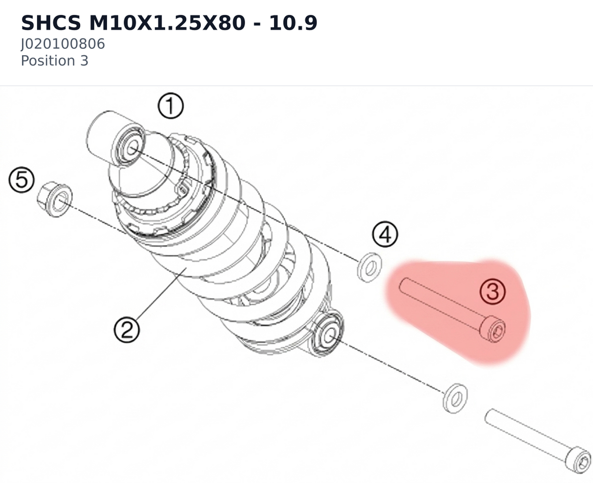 Diagram preview: SHCS M10X1.25X80 - 10.9 (J020100806)