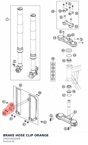Diagram preview: BRAKE HOSE CLIP ORANGE (54601085000EB)