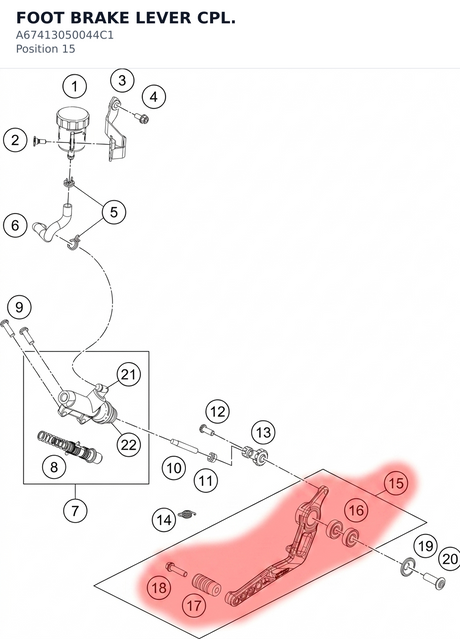 Diagram preview: FOOT BRAKE LEVER CPL. (A67413050044C1)