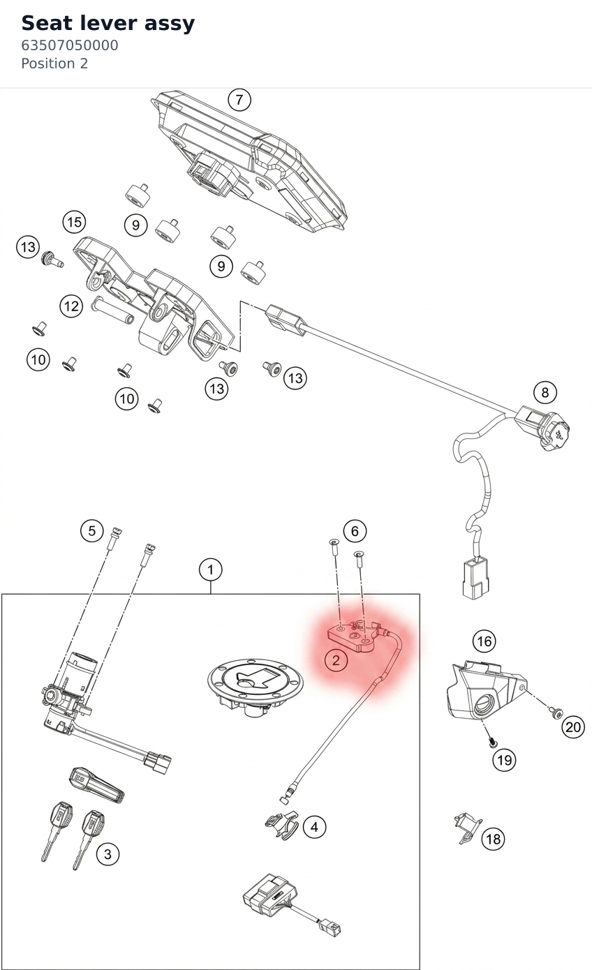 Diagram preview: Seat lever assy (63507050000)