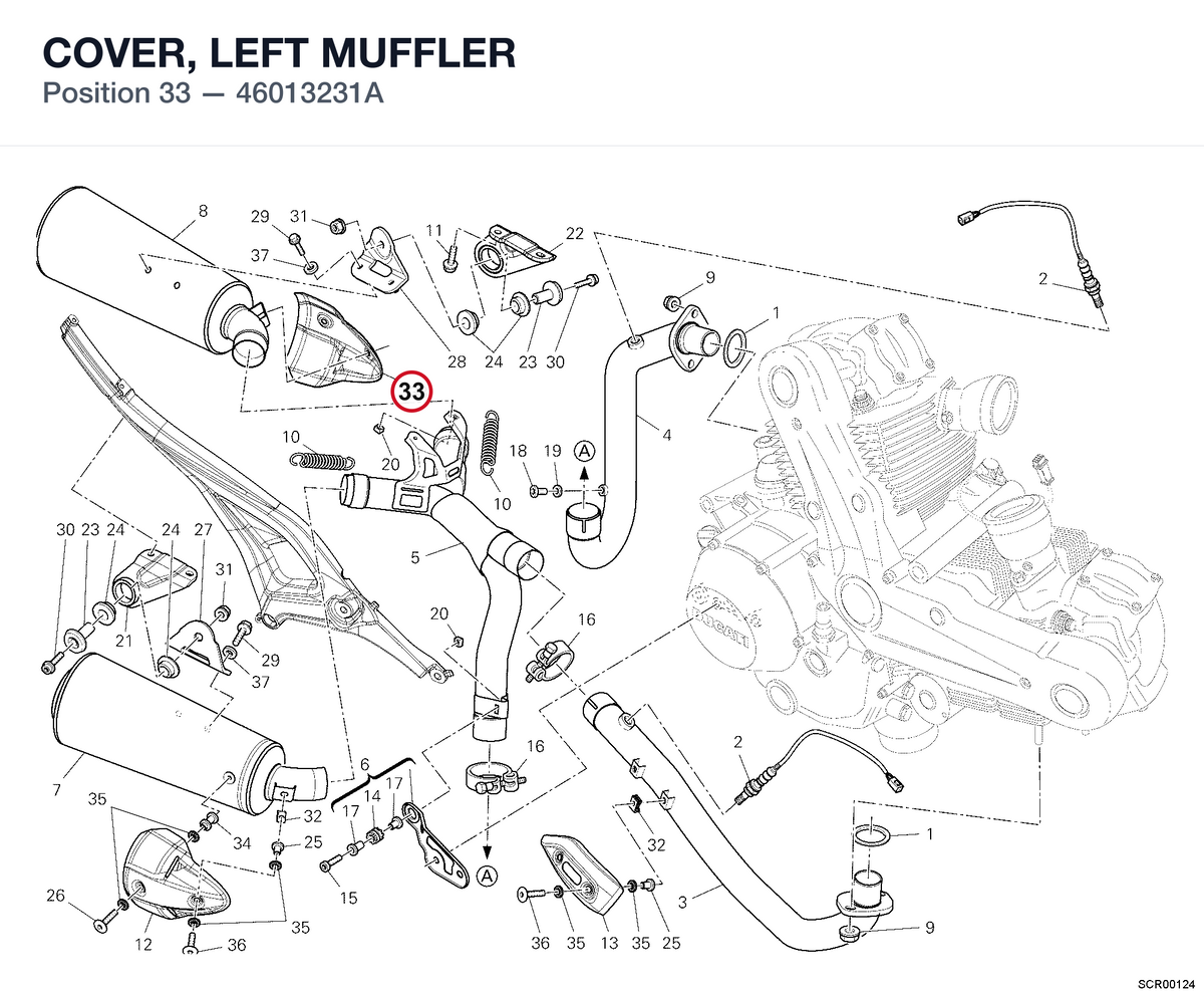 COVER, LEFT MUFFLER 46013231A diagram position
