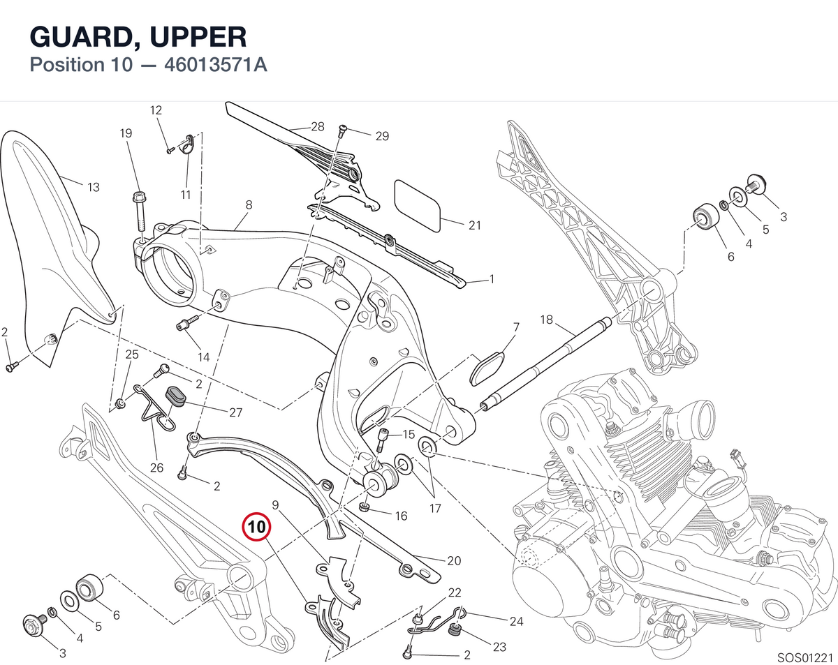 GUARD, UPPER 46013571A diagram position