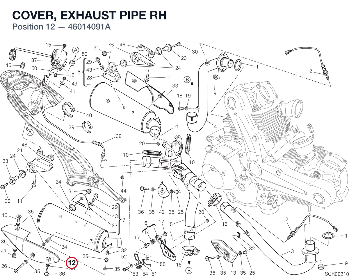 COVER, EXHAUST PIPE RH 46014091A diagram position