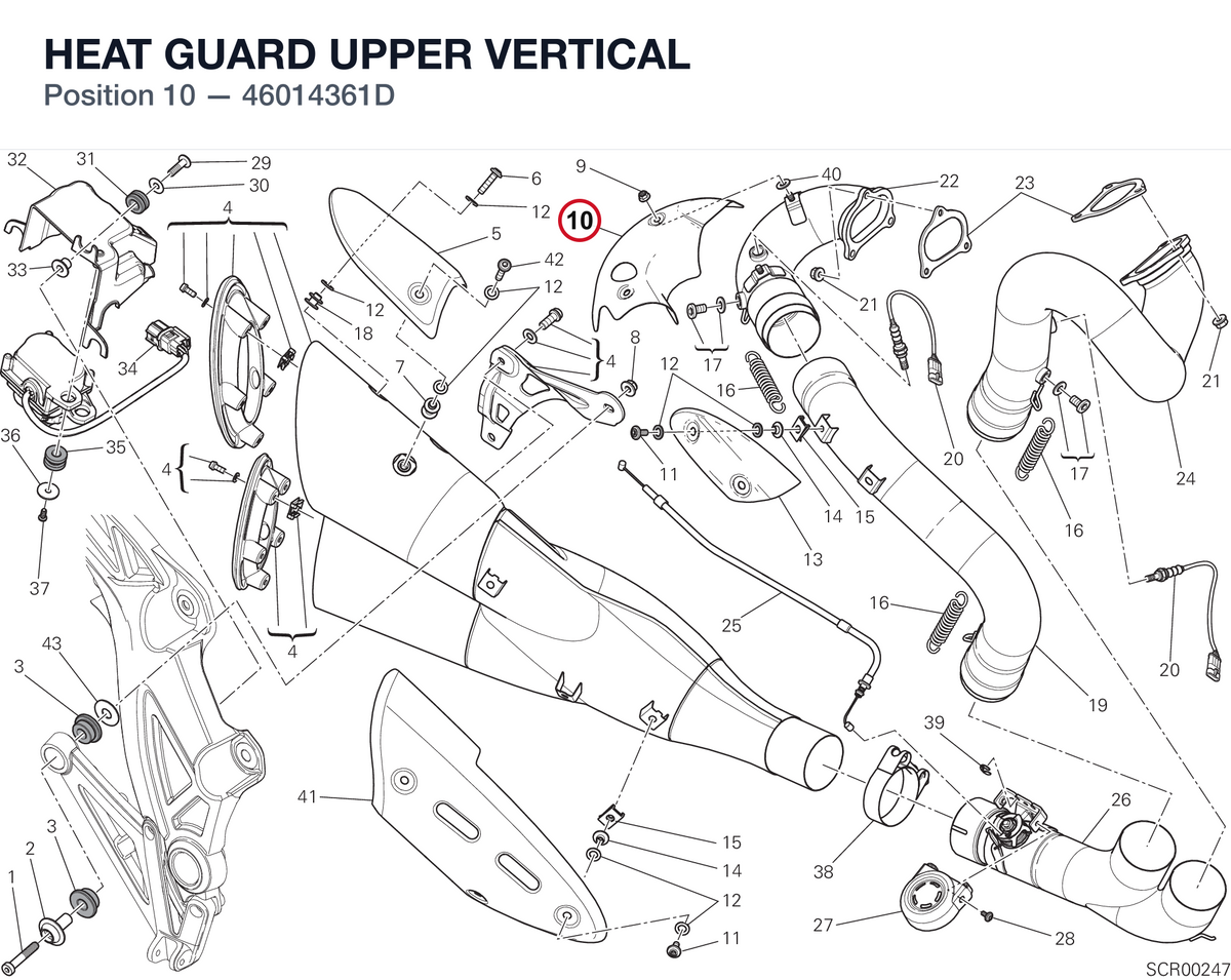 HEAT GUARD UPPER VERTICAL 46014361D diagram position