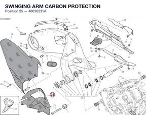 SWINGING ARM CARBON PROTECTION 46016331A diagram position