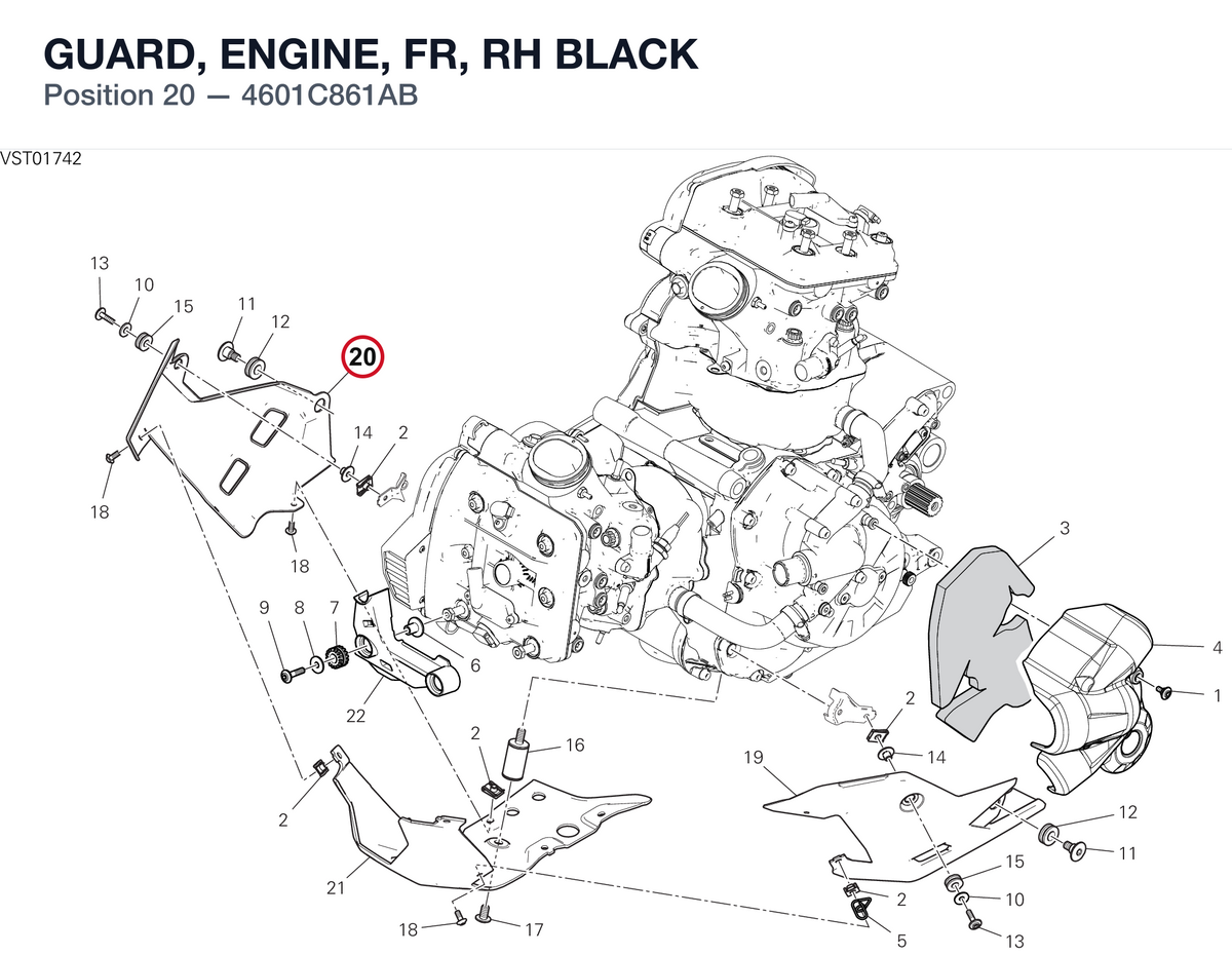 GUARD, ENGINE, FR, RH BLACK 4601C861AB diagram position